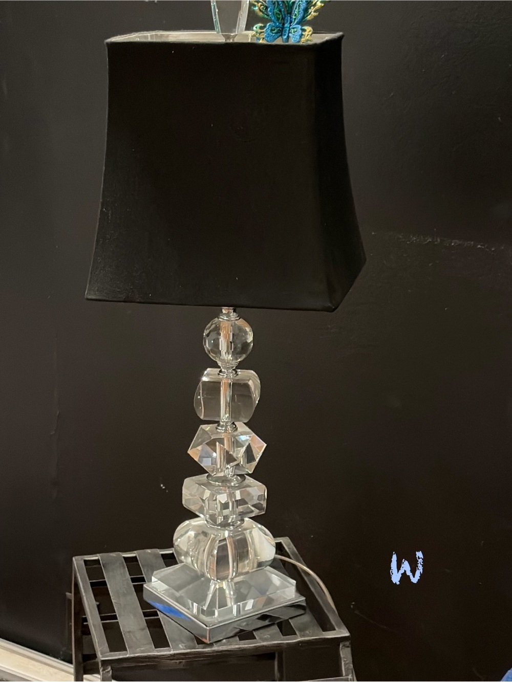 Crystal Table Lamp with Black Shade